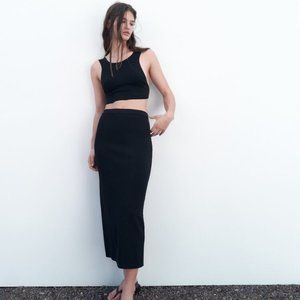 NWT ZARA OPEN BACK KNIT CROP TOP & SKIRT SET M